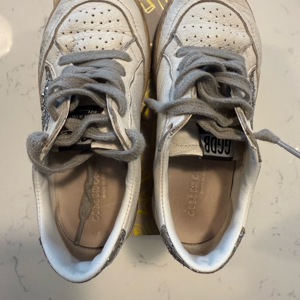 Golden Goose White and Gray Sneakers Classic Design
